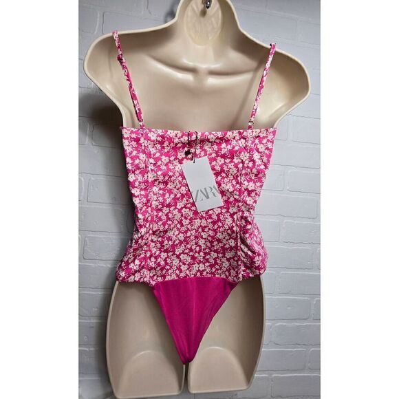 Zara Pink Floran Corset Styled BodySuit Small - Picture 2 of 3